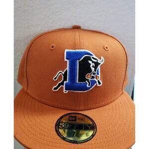 Durham Bulls Hat Cap 59FIFTY Orange Blue Logo MilB Size 7 1/4 New Era
